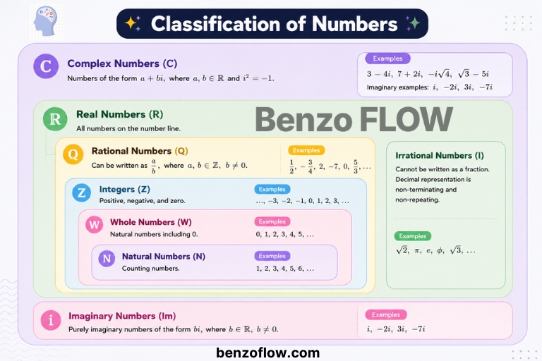 Types of numbers Structural Map of Numbers (Complete Hierarchy) - Benzo FLOW